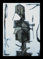 "Solemn" oil & graphite painting on panel 2009 by Louis Delegato